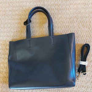 Versatile Metallic blue leather tote, plenty of room for your laptop. Fresh!